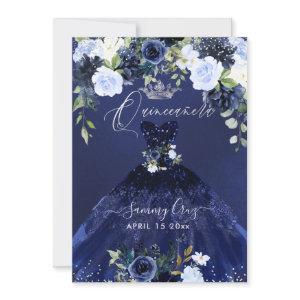 Quinceanera Navy Blue Watercolor Dress