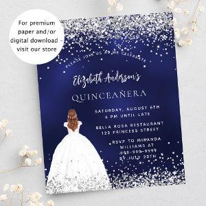 Quinceanera navy blue white dress