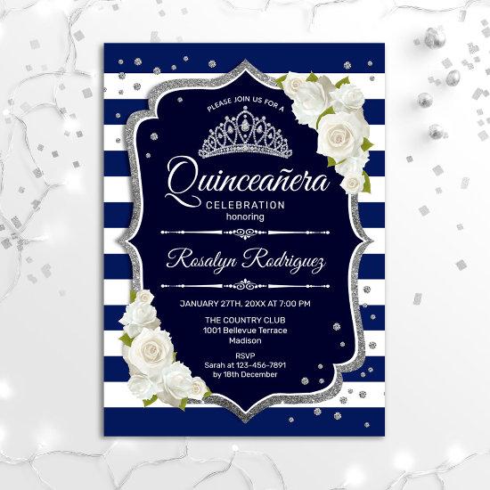 Quinceanera - Navy Silver White