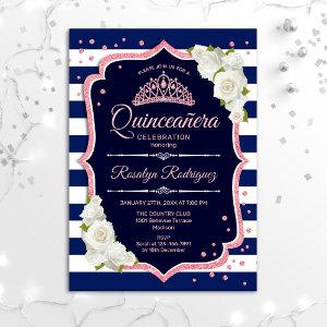 Quinceanera - Navy White Rose Gold