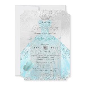 Quinceanera Ombre Blue Butterflies Princess Gown