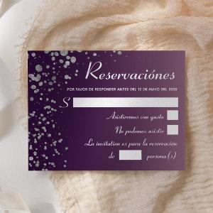 Quinceanera Ombre Purple Silver Spanish RSVP
