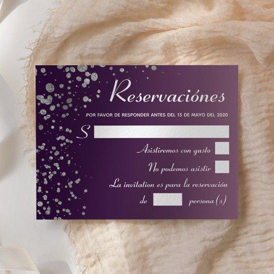 Quinceanera Ombre Purple Silver Spanish RSVP