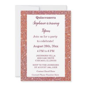Quinceanera Orange Pink Rose Glitter 15th Birthday
