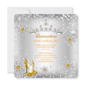 Quinceanera Orange Yellow Silver Winter Wonderland
