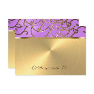 Quinceanera Orchid Purple and Gold Filigree Swirls