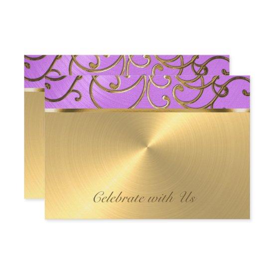 Quinceanera Orchid Purple and Gold Filigree Swirls