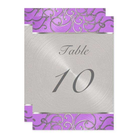 Quinceanera Orchid Purple Silver Filigree Swirls