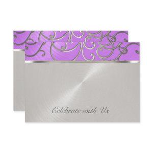 Quinceanera Orchid Purple Silver Filigree Swirls