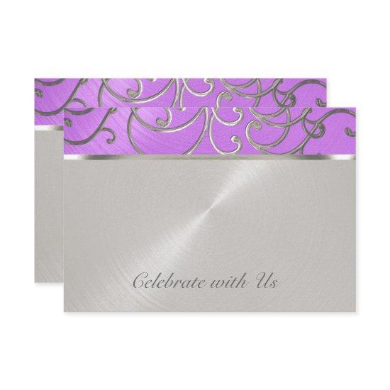 Quinceanera Orchid Purple Silver Filigree Swirls