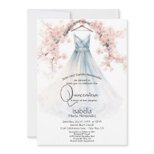 Quinceañera | Pale Blue Gown Pink Blossoms