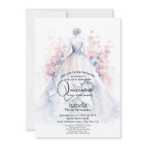 Quinceañera | Pale Blue Gown Pink Flowers