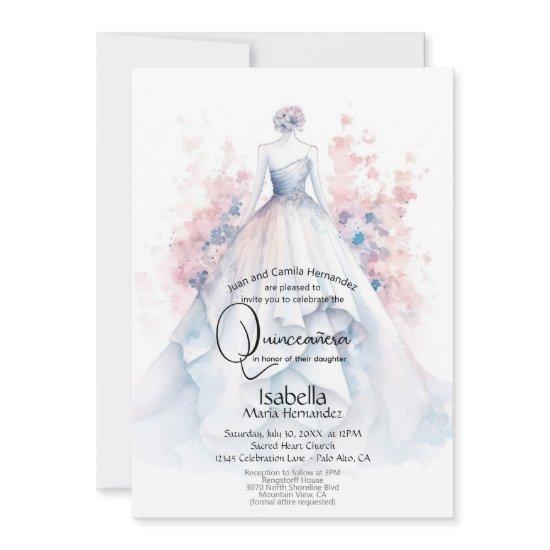 Quinceañera | Pale Blue Gown Pink Flowers
