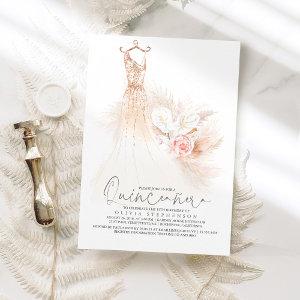 Quinceañera Pampas Grass Gold Dress 15th Birthday