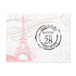 Quinceanera | Paris Boarding Pass RSVP  Postcard