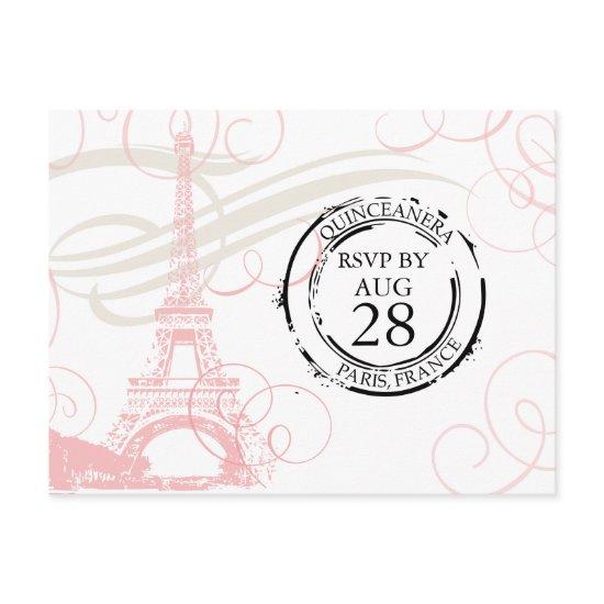 Quinceanera | Paris Boarding Pass RSVP  Postcard