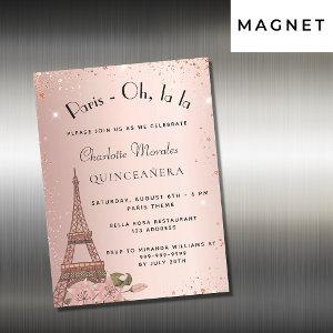 Quinceanera Paris Eiffel tower rose gold glitter Magnetic