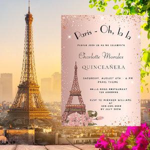 Quinceanera Paris Eiffel tower rose gold