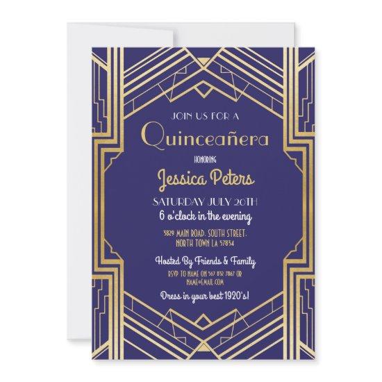 Quinceanera Party Birthday Gatsby Art Deco Invite