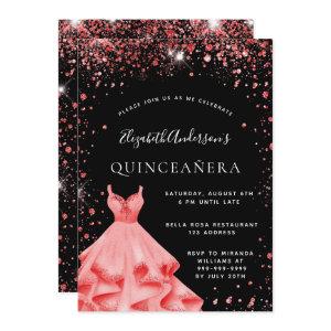 Quinceanera party black red glitter dress