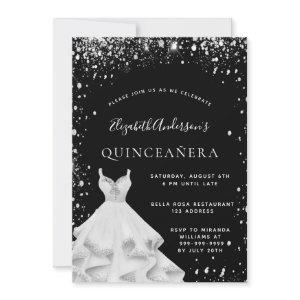 Quinceanera party black silver glitter dust dress