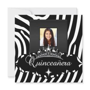 Quinceanera Party Black White Zebra Girl Photo