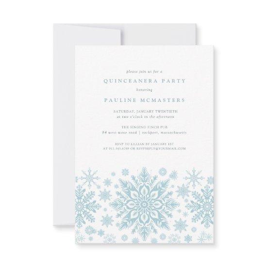 Quinceanera Party Blue White Snowflake Winter