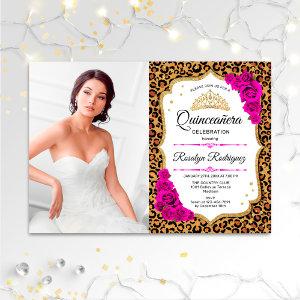 Quinceanera Party - Leopard Print Pink White Photo