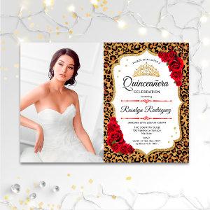 Quinceanera Party - Leopard Print Red White Photo