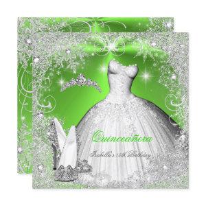 Quinceanera Party Lime Green Silver Snowflakes