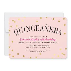 QUINCEAÑERA PARTY luxe gold confetti spots pink