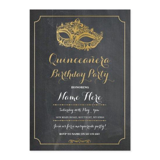 Quinceanera Party MASQUERADE Birthday Mask Invite