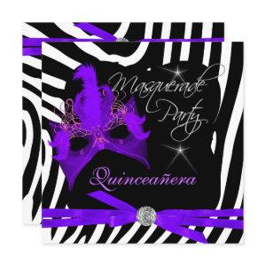 Quinceanera Party Masquerade Purple Zebra