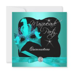 Quinceanera Party Masquerade Teal Black