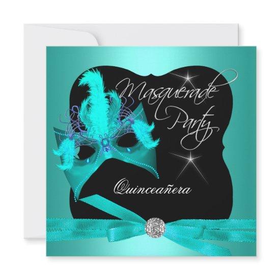 Quinceanera Party Masquerade Teal Black