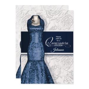 Quinceanera Party Navy Blue and White Roses