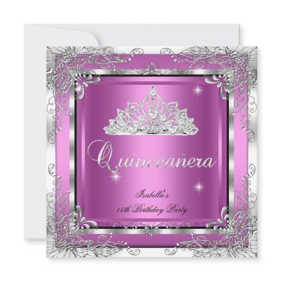 Quinceanera Party Pink Silver Diamond Tiara