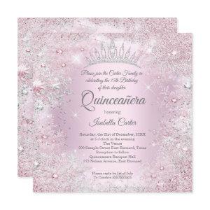 Quinceanera Party Pink Silver Winter Wonderland