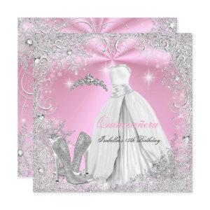 Quinceanera Party Pink White Winter Snowflakes 2