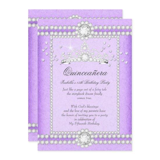 Quinceanera Party Pretty Lilac Heart Diamond Tiara
