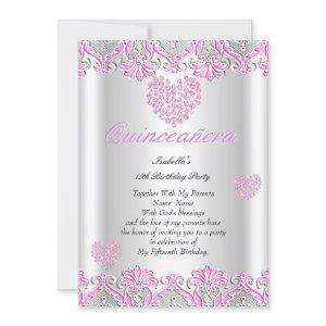 Quinceanera Party Pretty Pink Hearts Lace 4