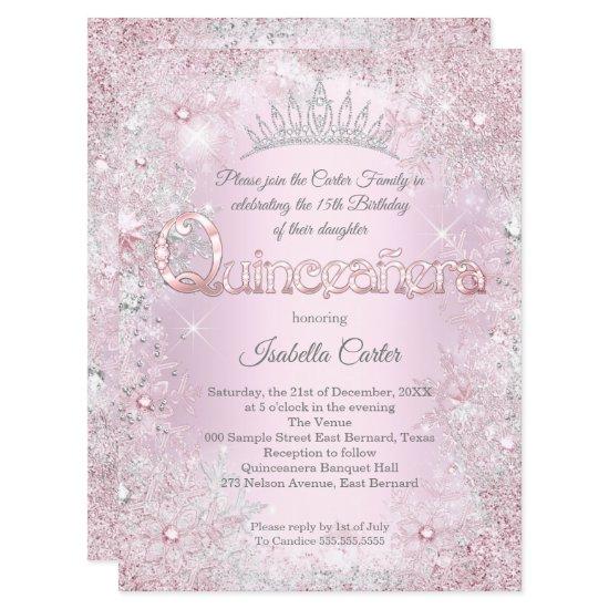 Quinceanera Party princess Pink Silver snowflake