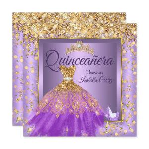 Quinceañera Party Purple Dress High Heels Gold