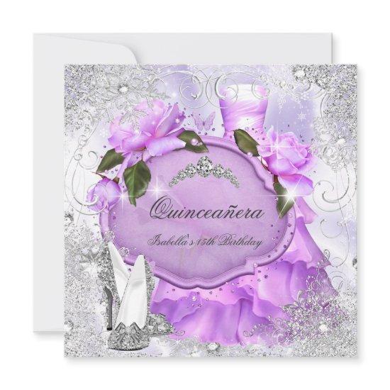 Quinceanera Party Purple Lilac Rose Snowflakes