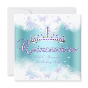 Quinceanera Party Purple Teal Tiara Butterfly