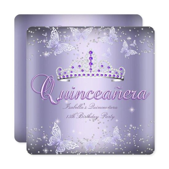Quinceanera Party Purple Tiara Butterfly 2