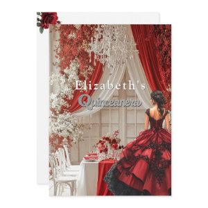 Quinceañera Party Room Red Gown Crystal Chandelier