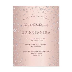 Quinceanera party rose gold diamonds  postcard