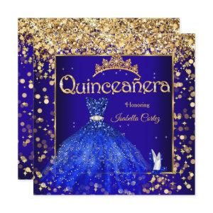 Quinceañera Party Royal Blue Dress High Heel Gold