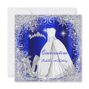 Quinceanera Party Royal Blue Silver Snowflakes